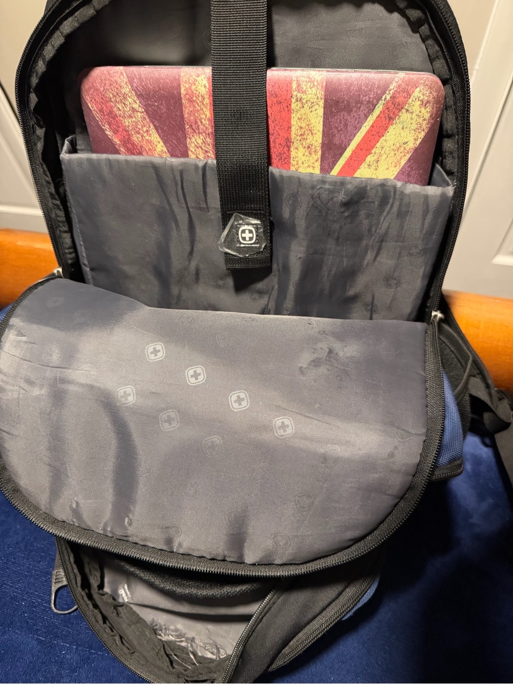 SwissGear Black and Blue Laptop Backpack with Padded Sleeve